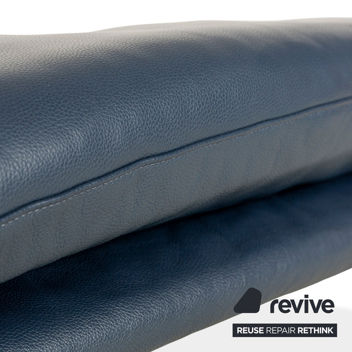 Willi Schillig Daily Dreams leather lounger dark blue manual function