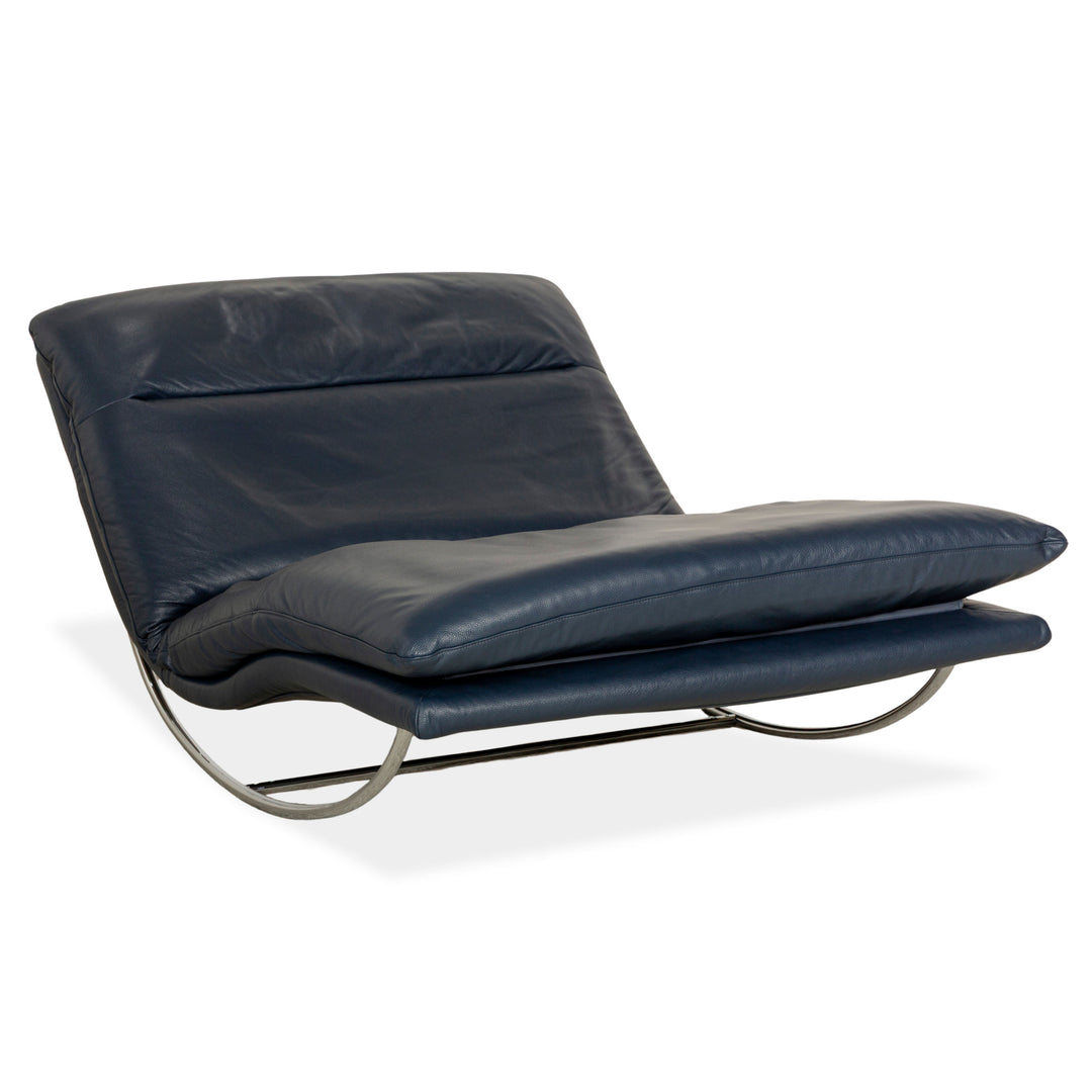 Willi Schillig Daily Dreams leather lounger dark blue manual function