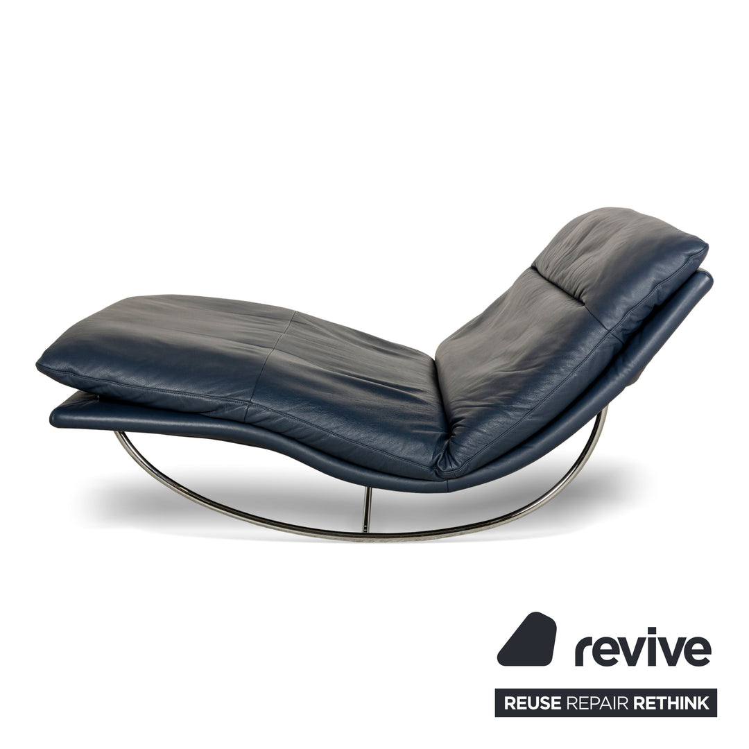 Willi Schillig Daily Dreams leather lounger dark blue manual function