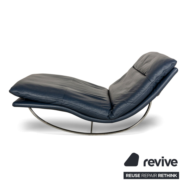 Willi Schillig Daily Dreams leather lounger dark blue manual function