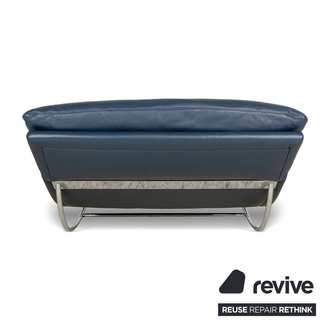 Willi Schillig Daily Dreams leather lounger dark blue manual function