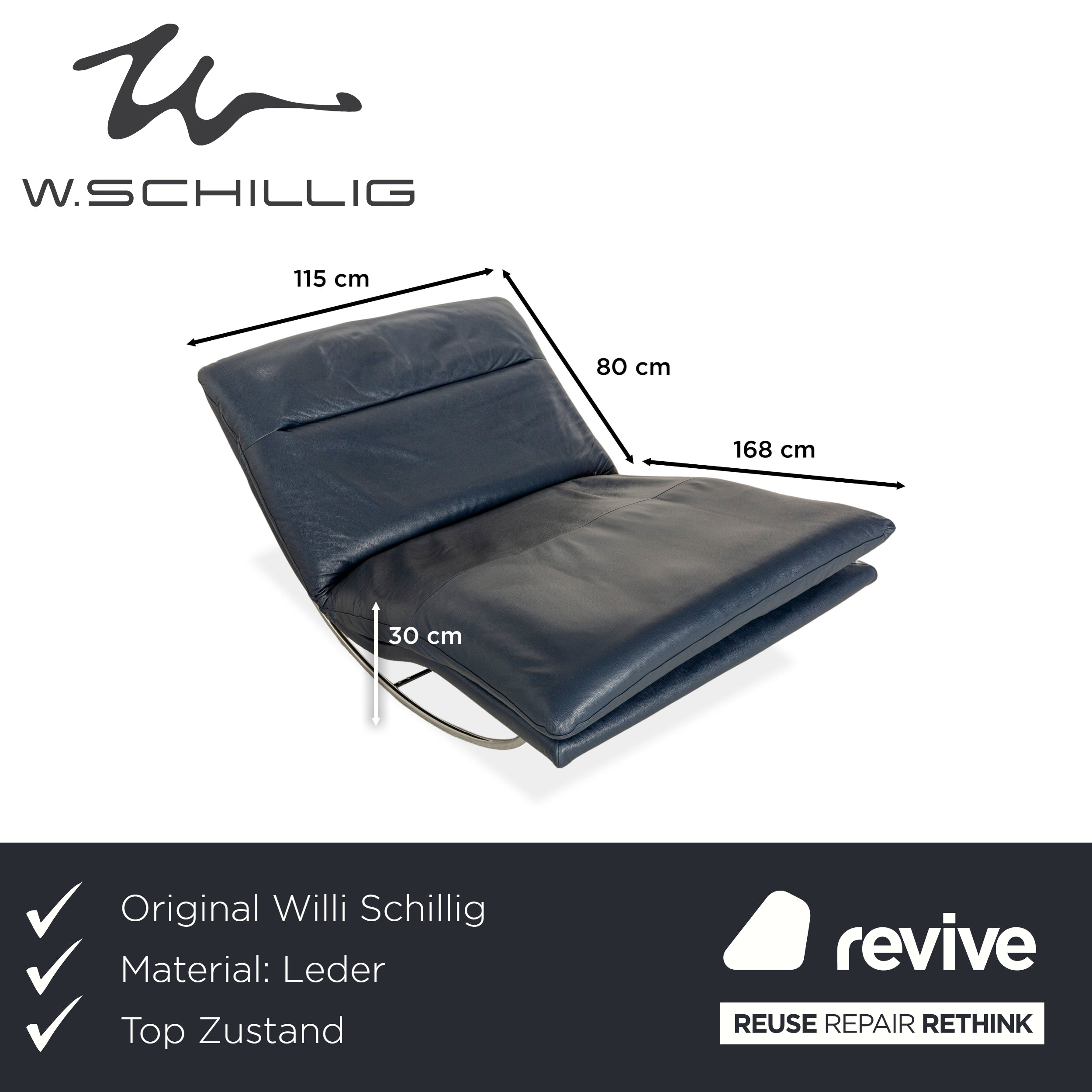 Willi Schillig Daily Dreams Leder Liege	Dunkelblau manuelle Funktion