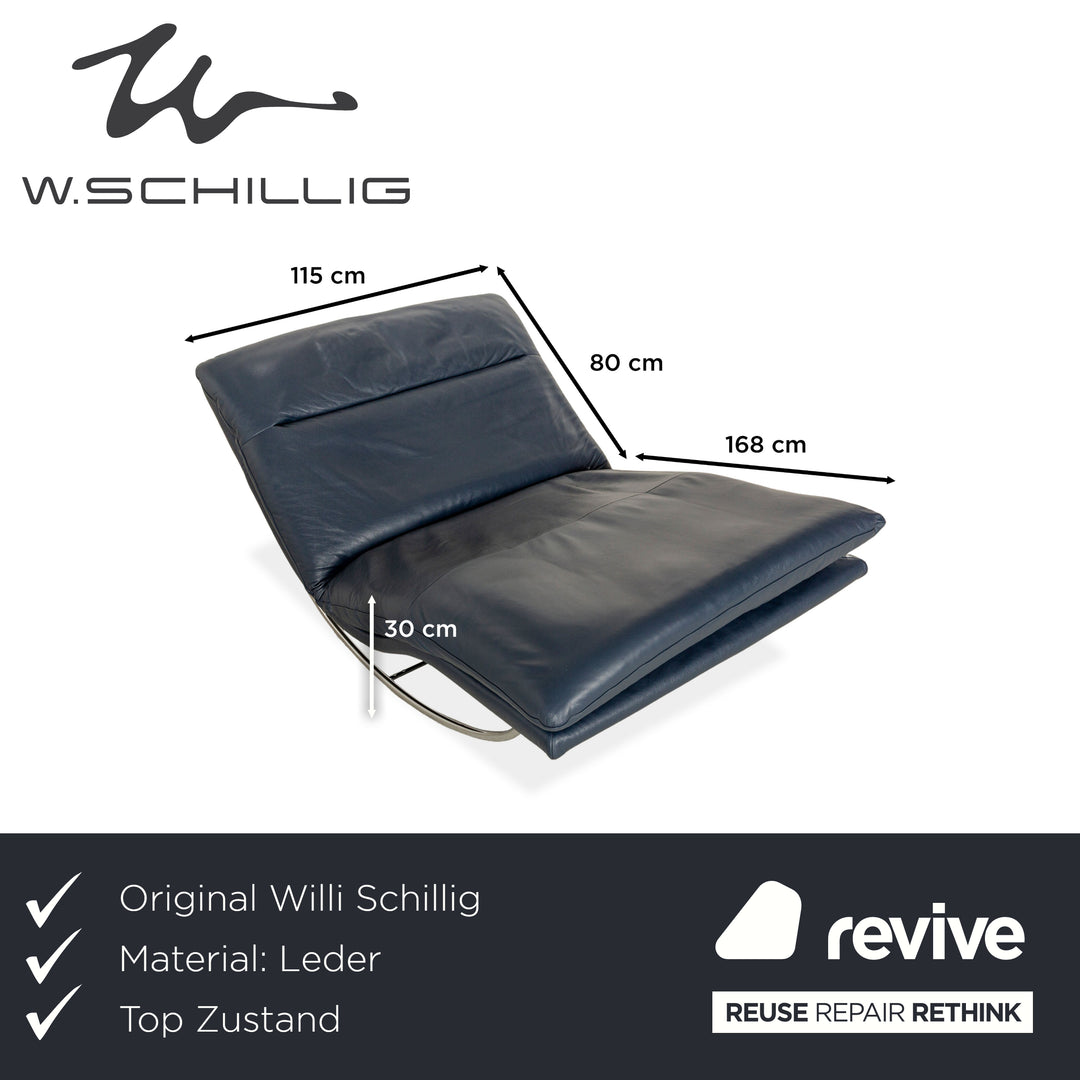 Willi Schillig Daily Dreams leather lounger dark blue manual function