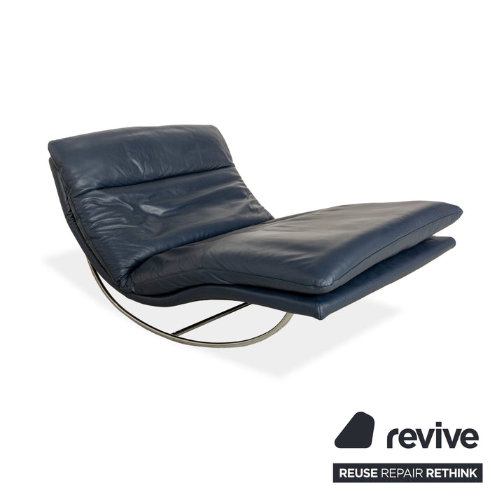Willi Schillig Daily Dreams leather lounger dark blue manual function