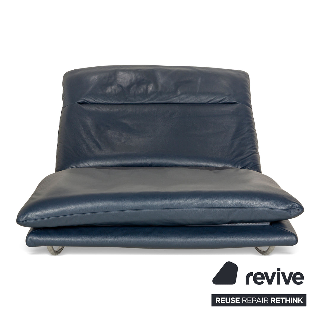 Willi Schillig Daily Dreams leather lounger dark blue manual function