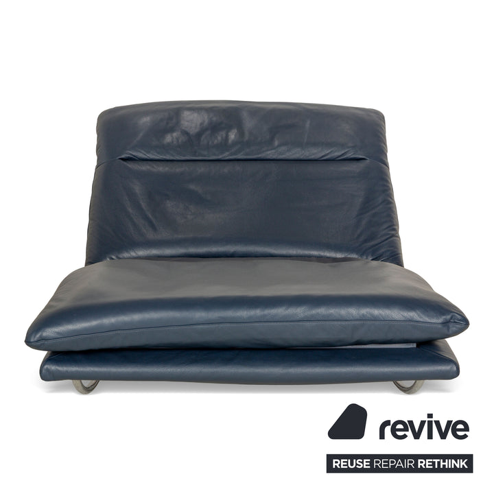 Willi Schillig Daily Dreams leather lounger dark blue manual function