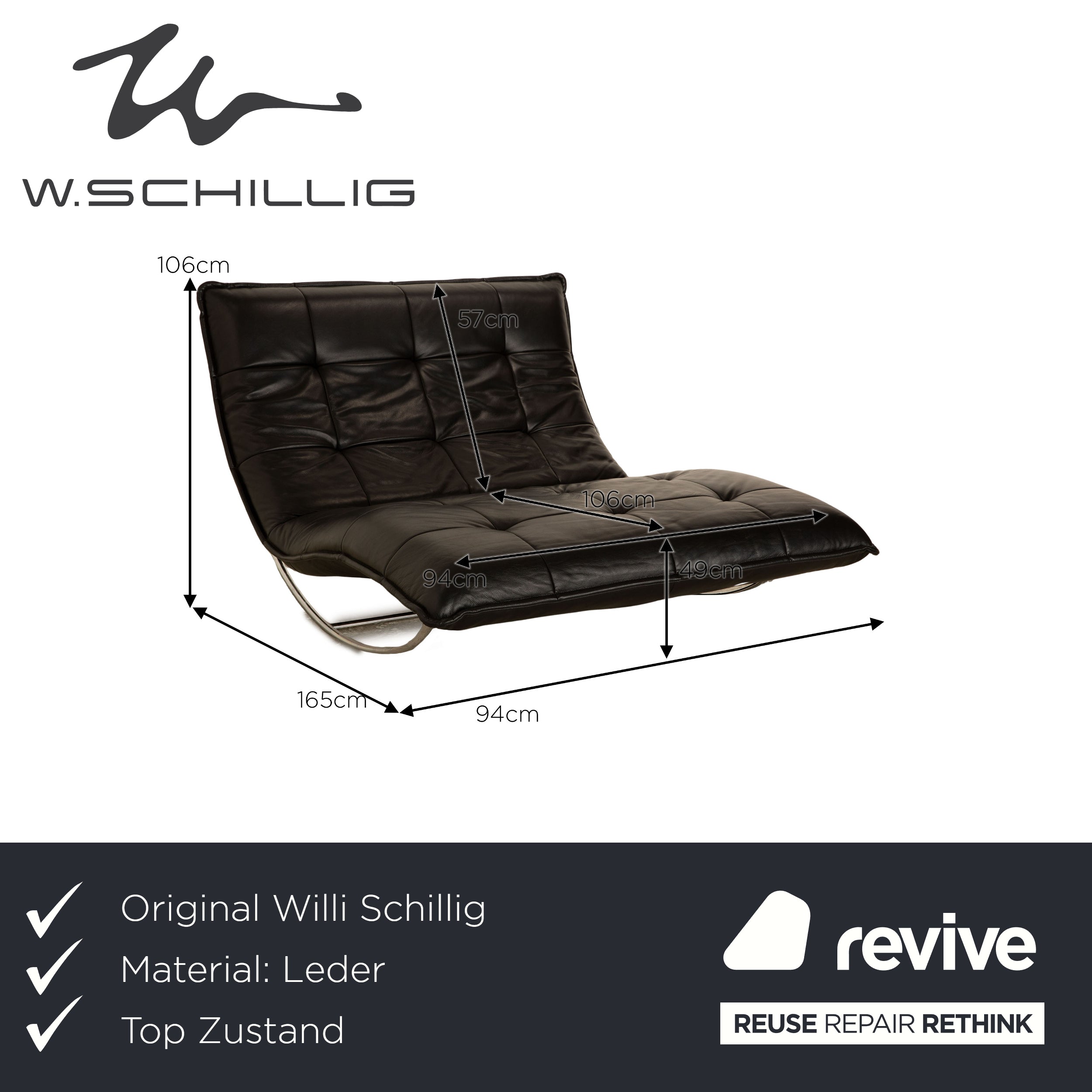 Willi Schillig Daily Dreams Leather Lounger Black
