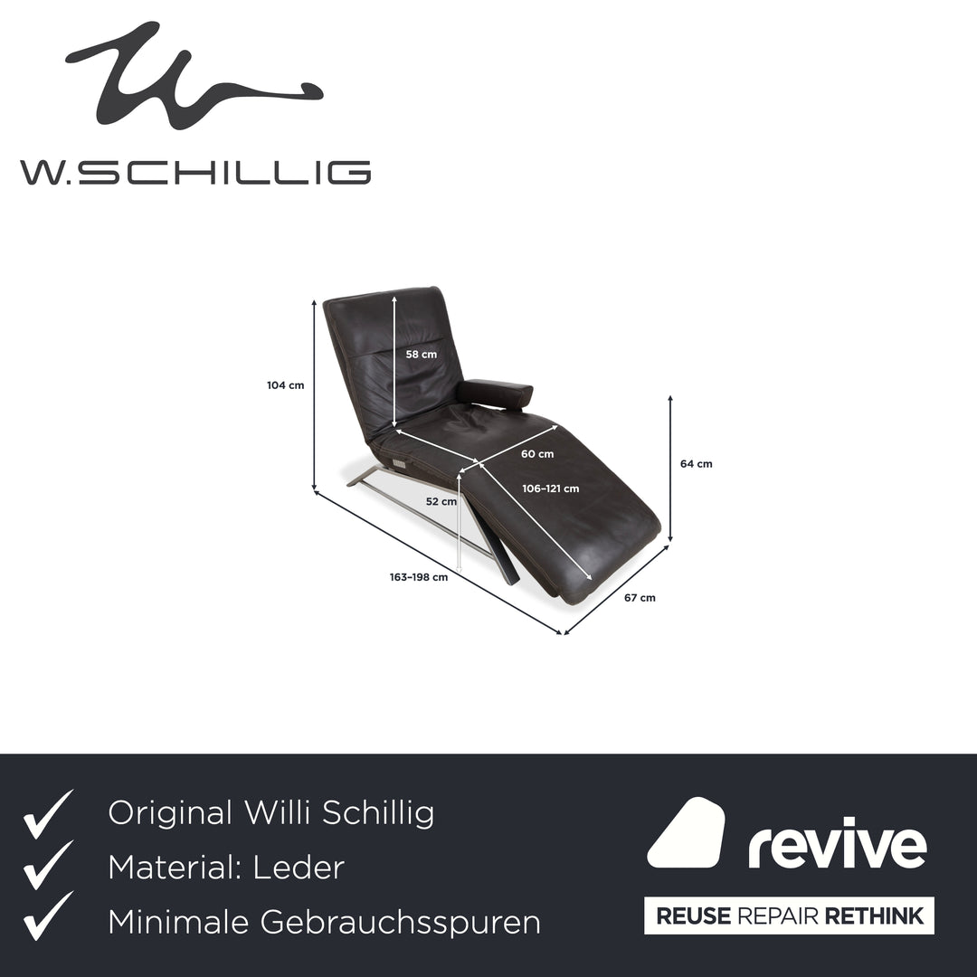 Willi Schillig Daily Dreams Leather Lounger Dark Brown Mocha Electric Function Battery