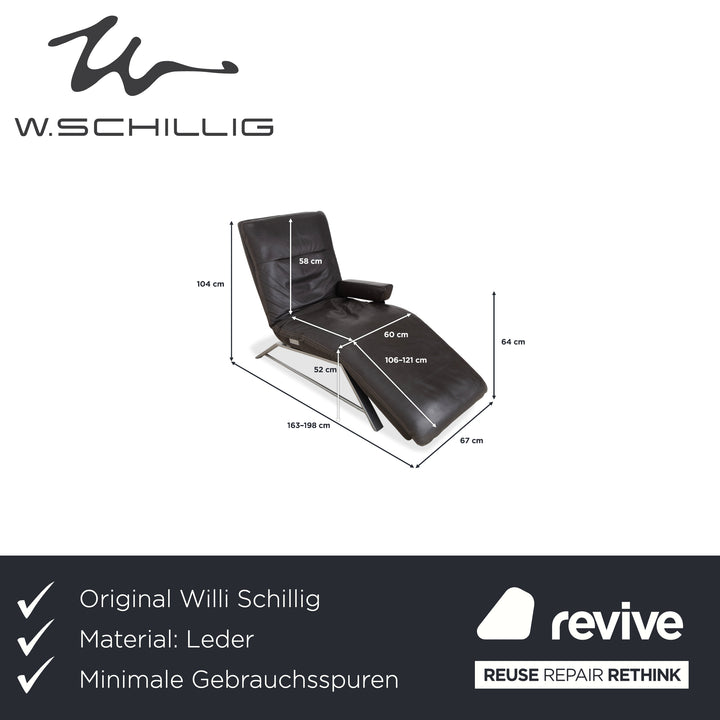 Willi Schillig Daily Dreams Leather Lounger Dark Brown Mocha Electric Function Battery