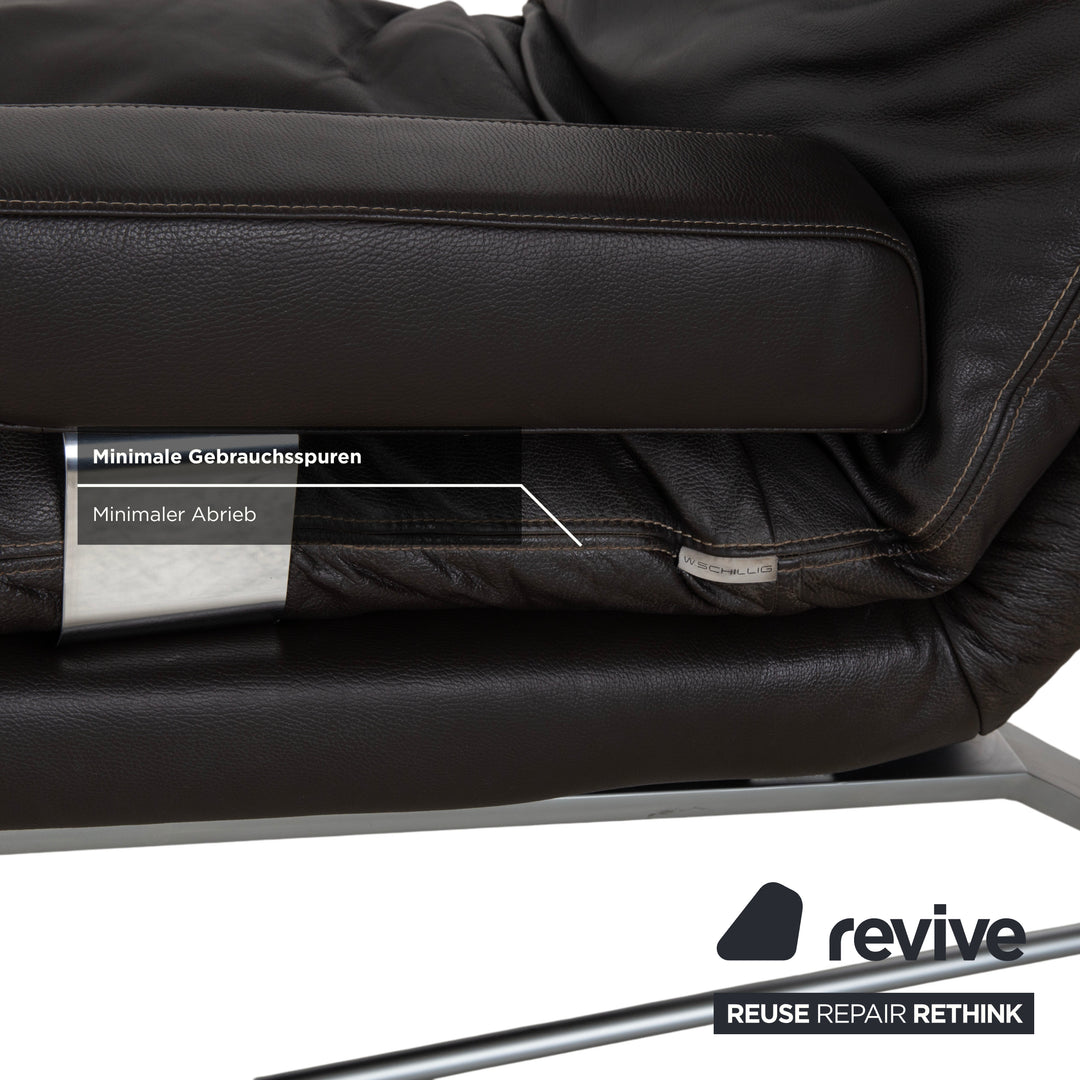 Willi Schillig Daily Dreams Leather Lounger Dark Brown Mocha Electric Function Battery