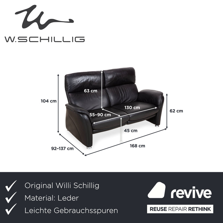 Willi Schillig Designer Leder Sofa Schwarz Zweisitzer Relax Funktion
