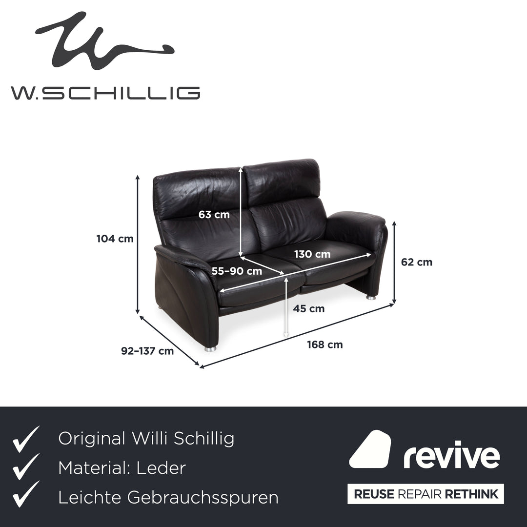 Willi Schillig Designer Leder Sofa Schwarz Zweisitzer Relax Funktion