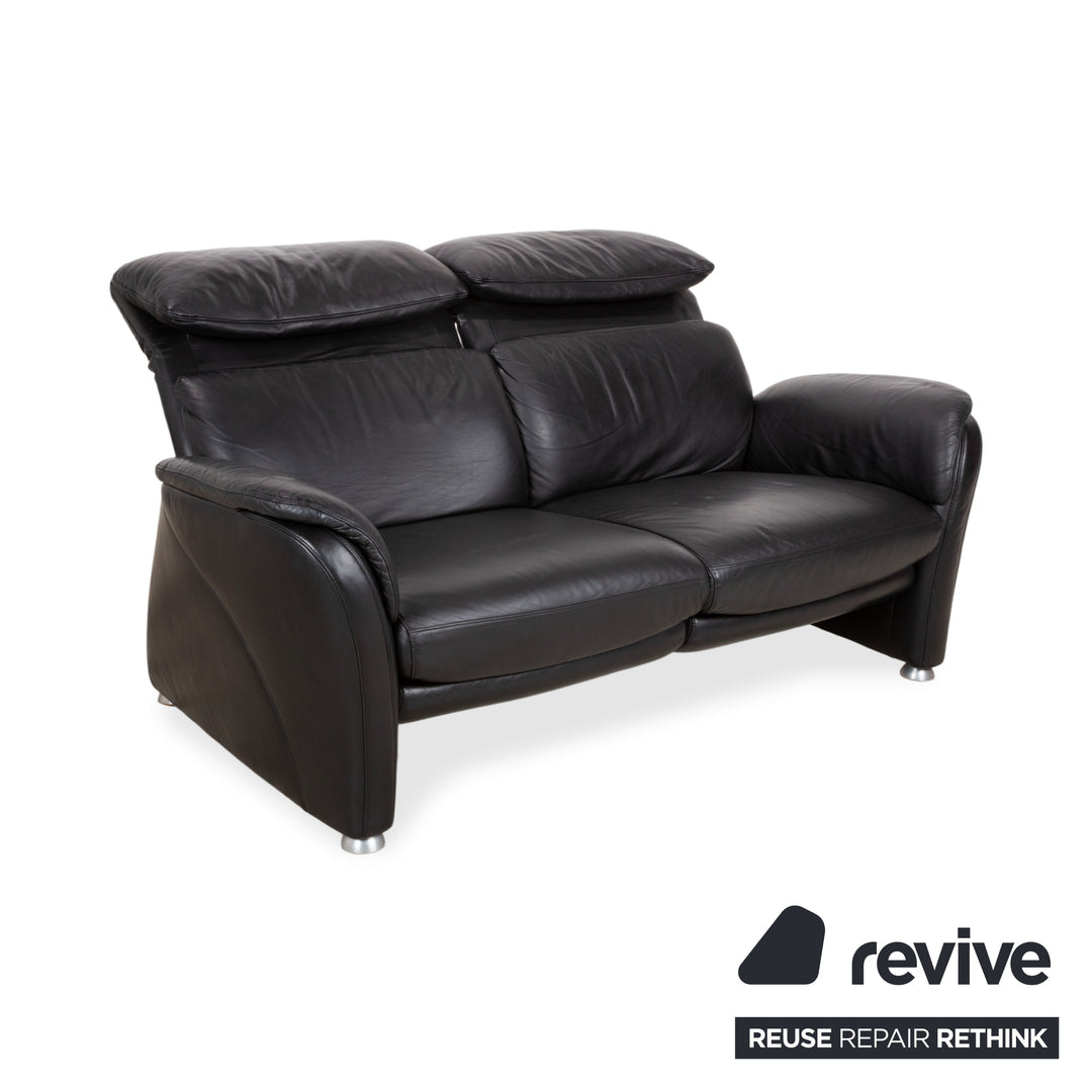 Willi Schillig Designer Leder Sofa Schwarz Zweisitzer Relax Funktion