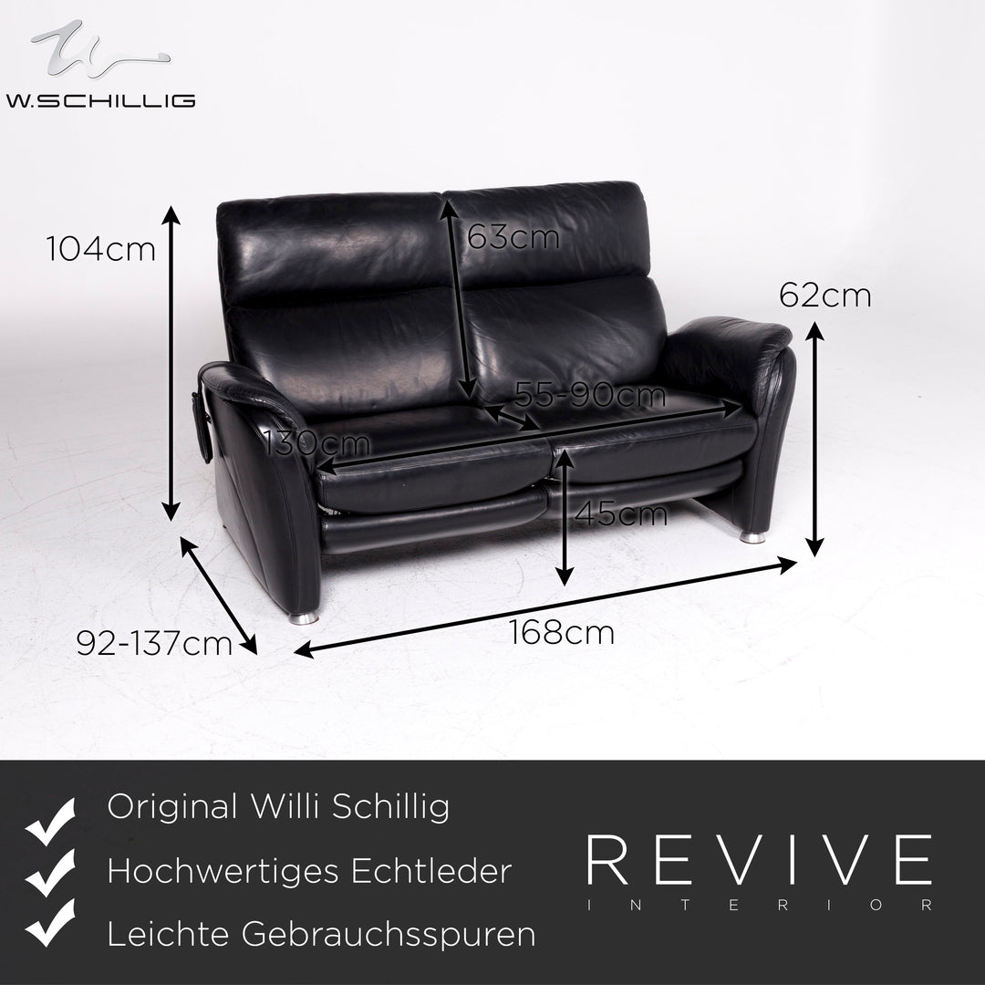 Willi Schillig Designer Leder Sofa Schwarz Zweisitzer Relax Funktion #9199