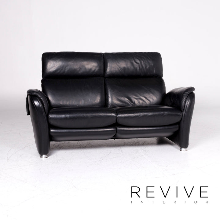 Willi Schillig Designer Leder Sofa Schwarz Zweisitzer Relax Funktion #9199