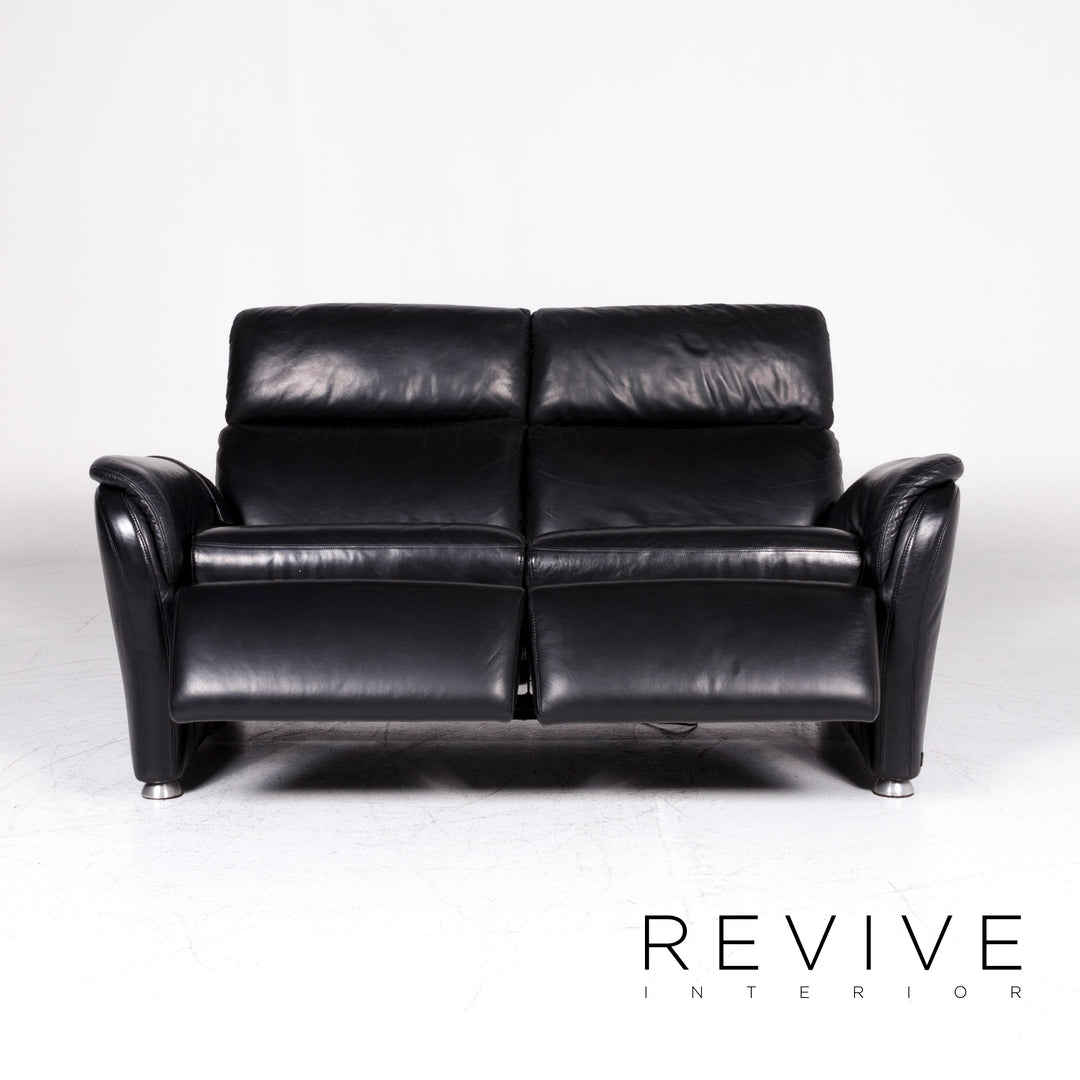 Willi Schillig Designer Leder Sofa Schwarz Zweisitzer Relax Funktion #9199