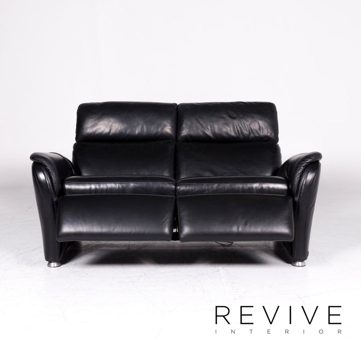 Willi Schillig Designer Leder Sofa Schwarz Zweisitzer Relax Funktion #9199