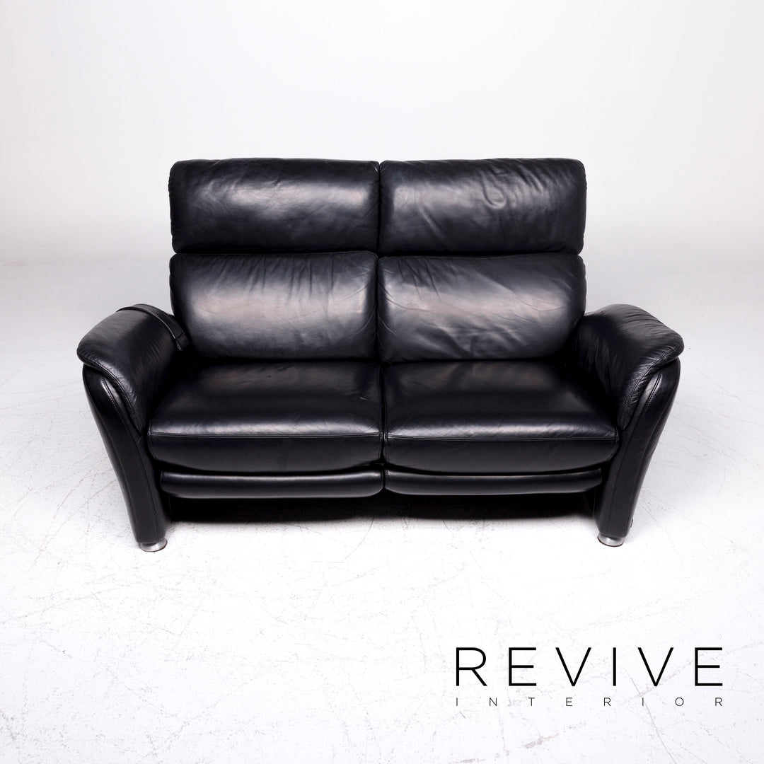 Willi Schillig Designer Leder Sofa Schwarz Zweisitzer Relax Funktion #9199