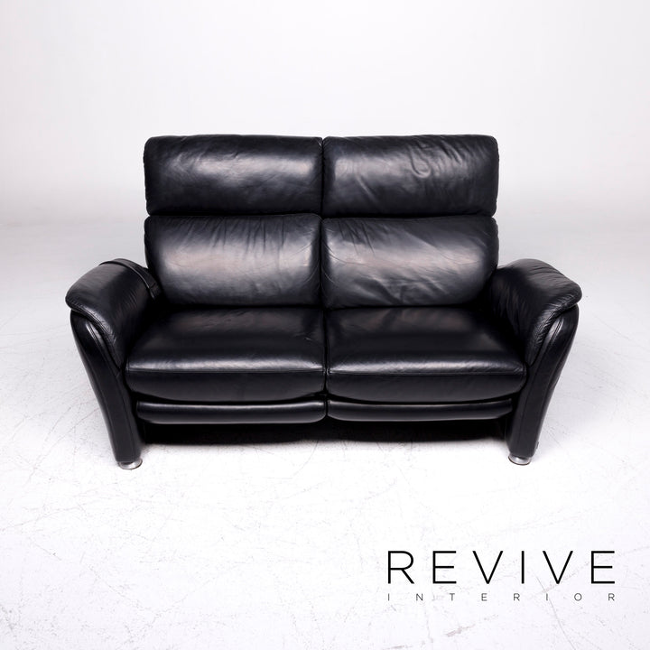 Willi Schillig Designer Leder Sofa Schwarz Zweisitzer Relax Funktion #9199