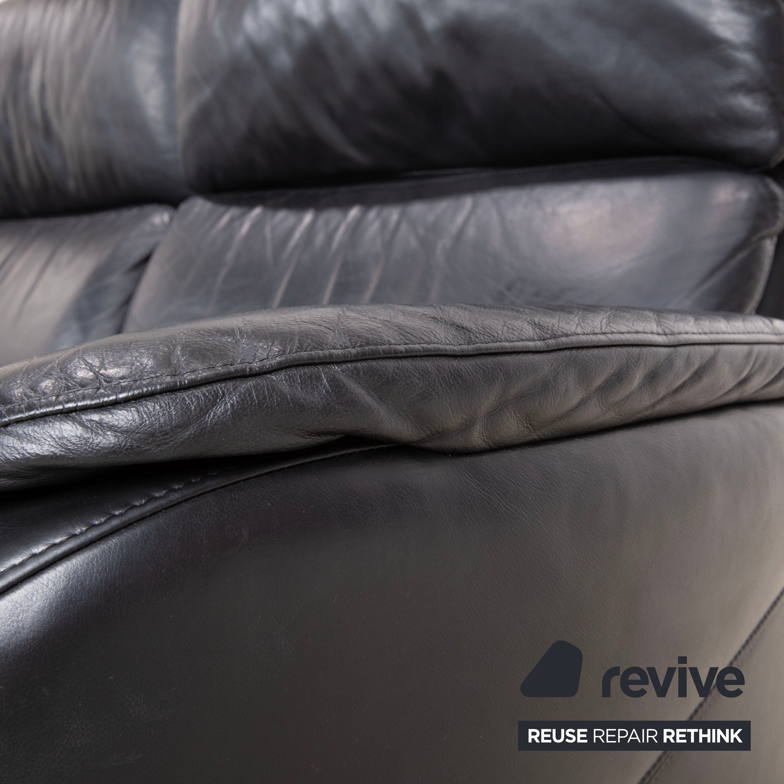 Willi Schillig Designer Leder Sofa Schwarz Zweisitzer Relax Funktion