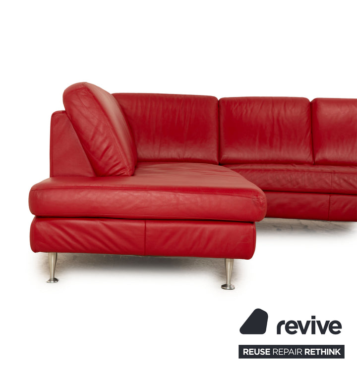 Willi Schillig corner sofa leather red