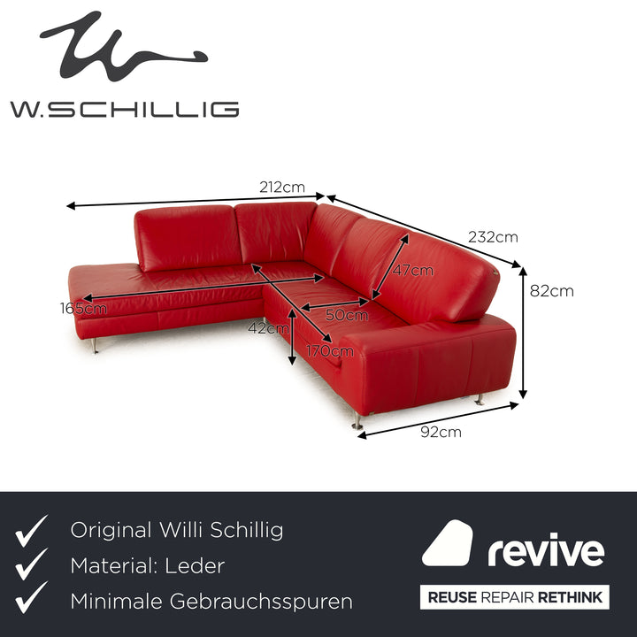 Willi Schillig corner sofa leather red