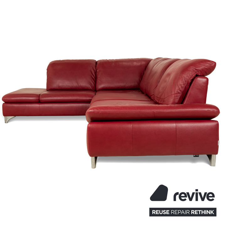 Willi Schillig Enjoy Leather Corner Sofa Red Manual Function Sofa Couch