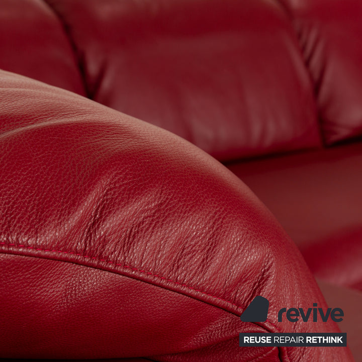 Willi Schillig Enjoy Leather Corner Sofa Red Manual Function Sofa Couch