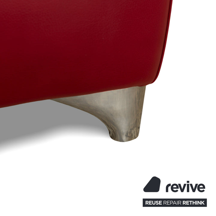 Willi Schillig Enjoy Leather Corner Sofa Red Manual Function Sofa Couch