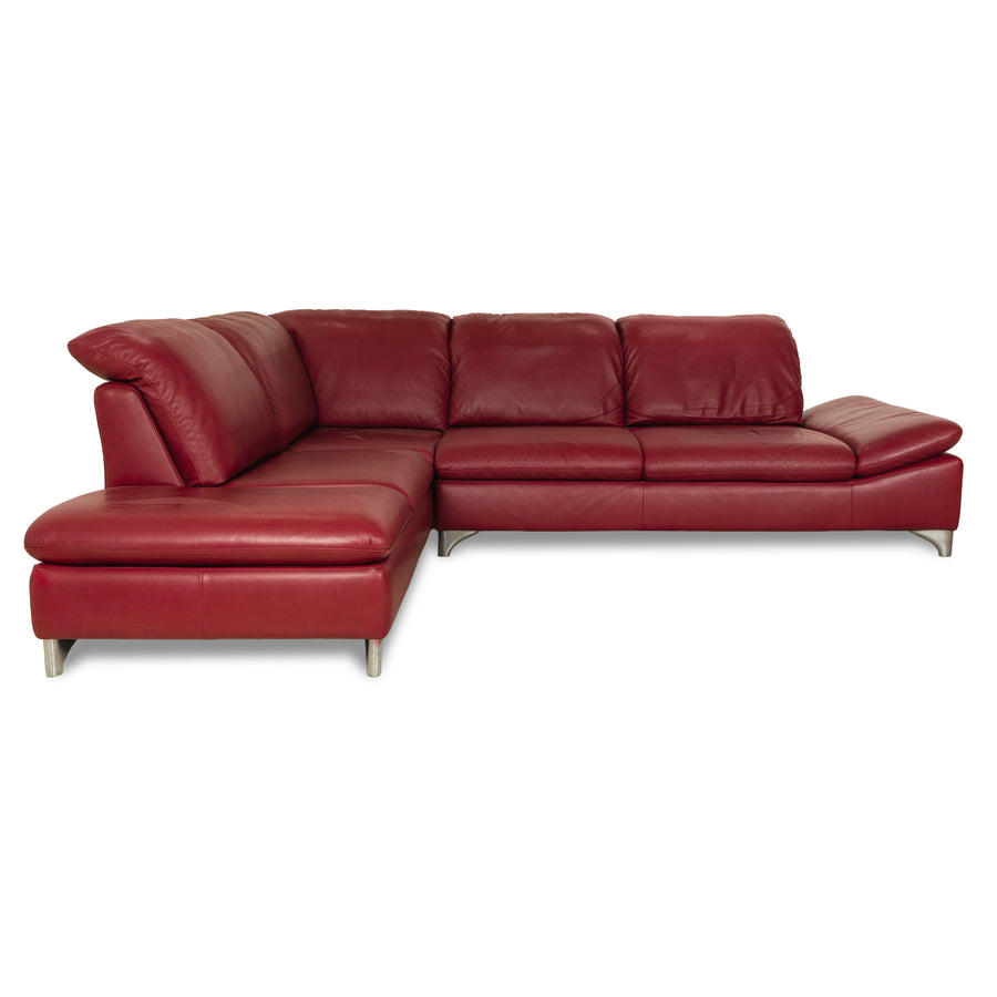Willi Schillig Enjoy Leather Corner Sofa Red Manual Function Sofa Couch