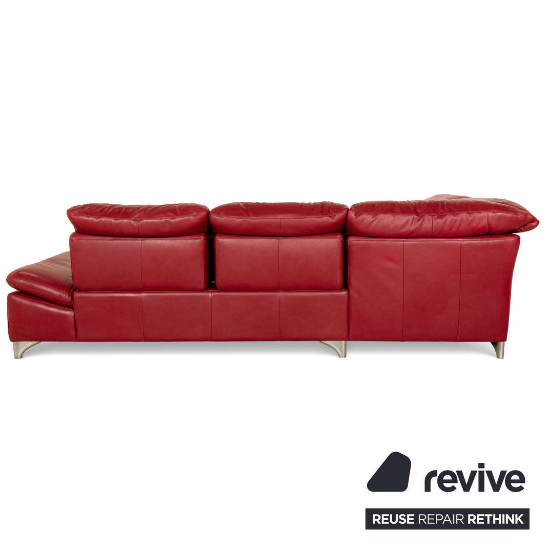 Willi Schillig Enjoy Leather Corner Sofa Red Manual Function Sofa Couch
