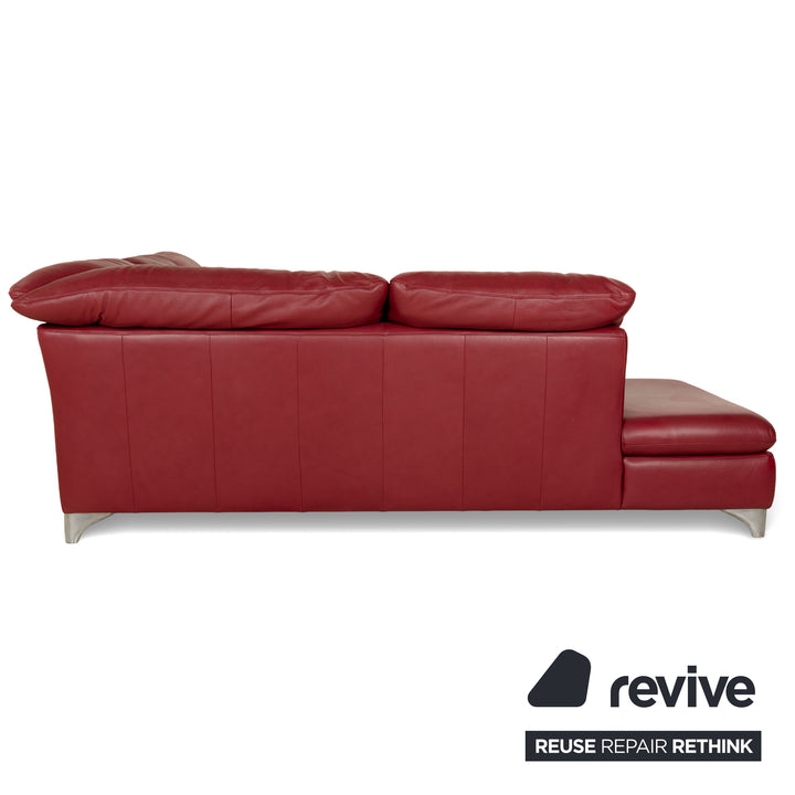 Willi Schillig Enjoy Leather Corner Sofa Red Manual Function Sofa Couch