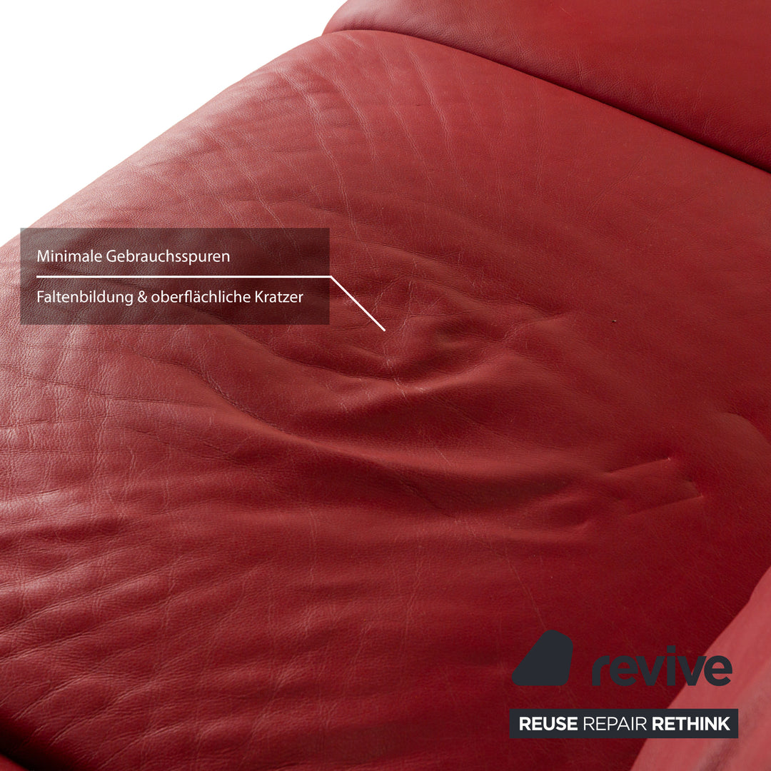 Willi Schillig Enjoy Leather Corner Sofa Red Manual Function Sofa Couch