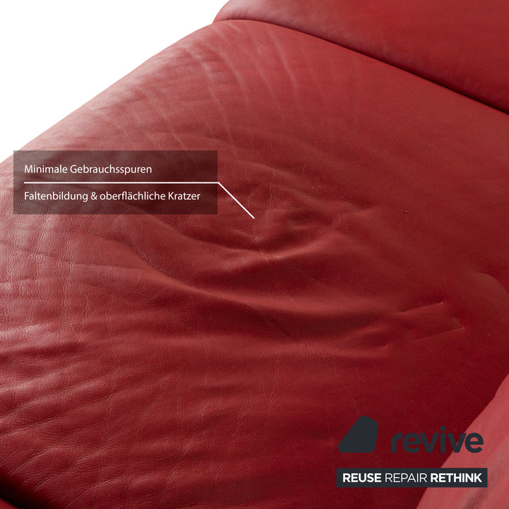 Willi Schillig Enjoy Leather Corner Sofa Red Manual Function Sofa Couch