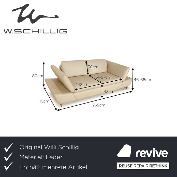 Willi Schillig Enjoy leather sofa set cream manual function 2x three-seater couch