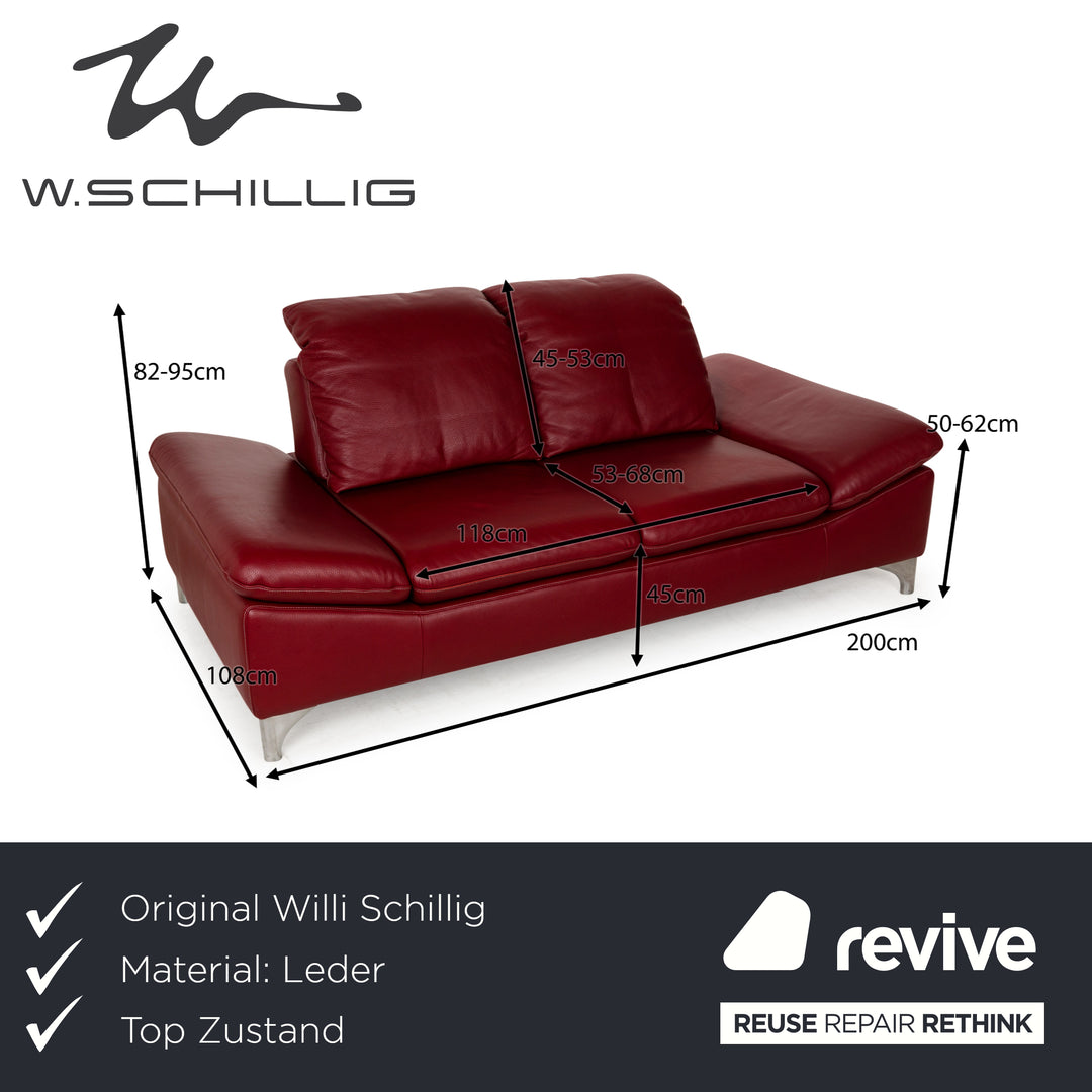 Willi Schillig Enjoy Leather Two-Seater Red Manual Function Sofa Couch