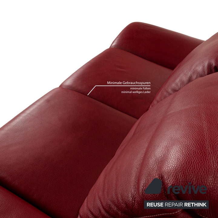 Willi Schillig Enjoy Leather Two-Seater Red Manual Function Sofa Couch