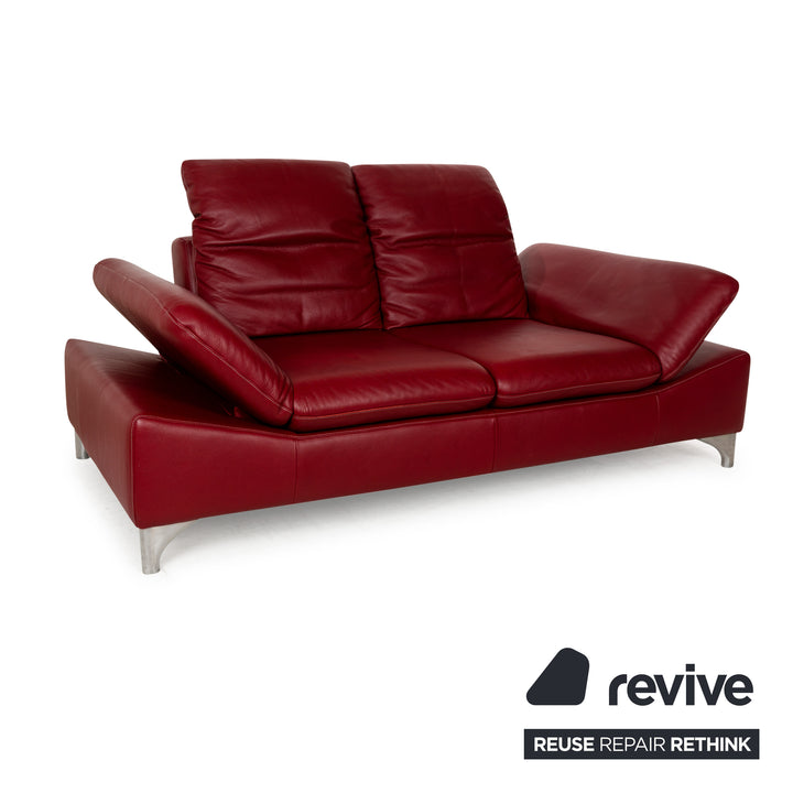 Willi Schillig Enjoy Leather Two-Seater Red Manual Function Sofa Couch