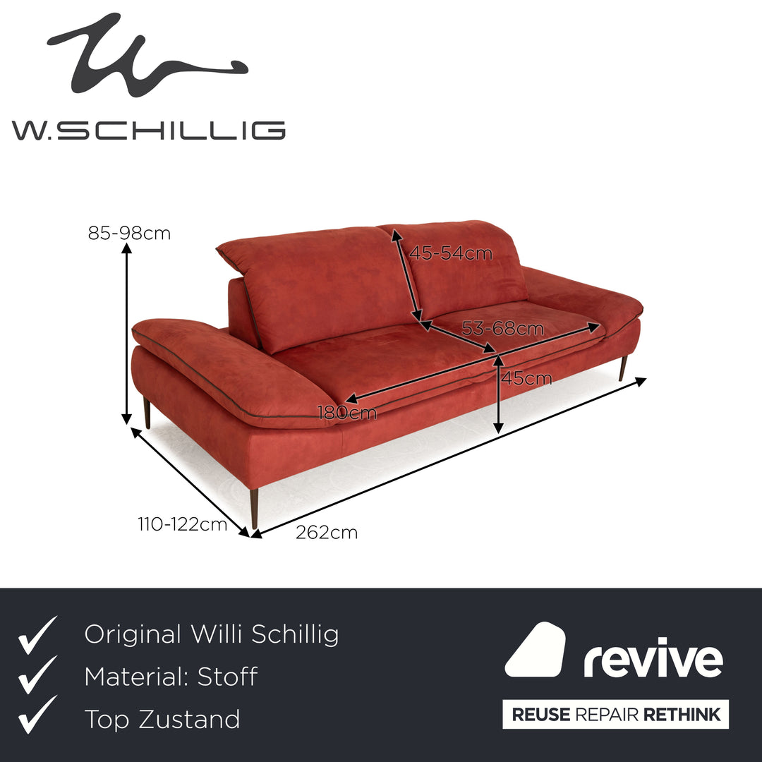 Willi Schillig Enjoy fabric three-seater red manual function