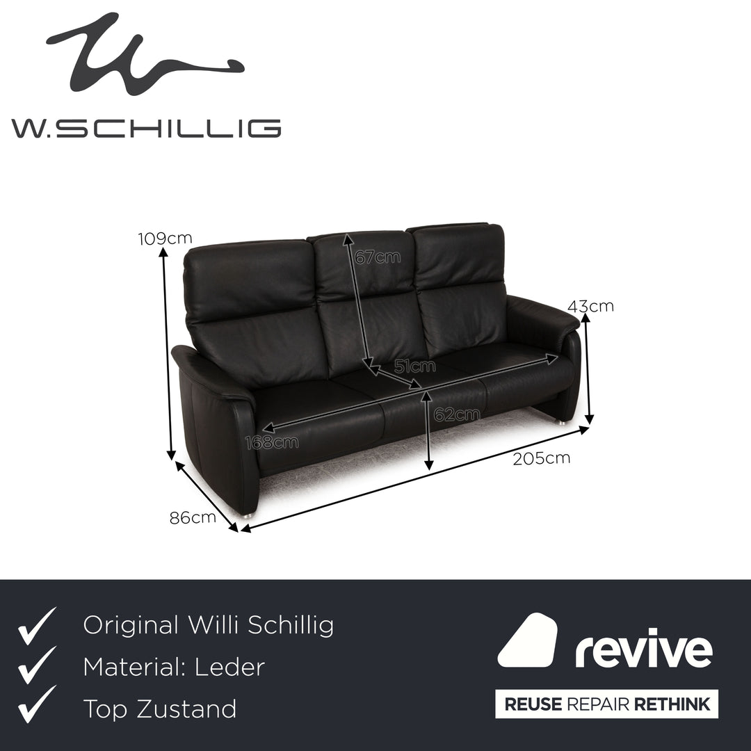 Willi Schillig Ergoline Dreisitzer Longlife Leder Sofa Anthrazit Couch