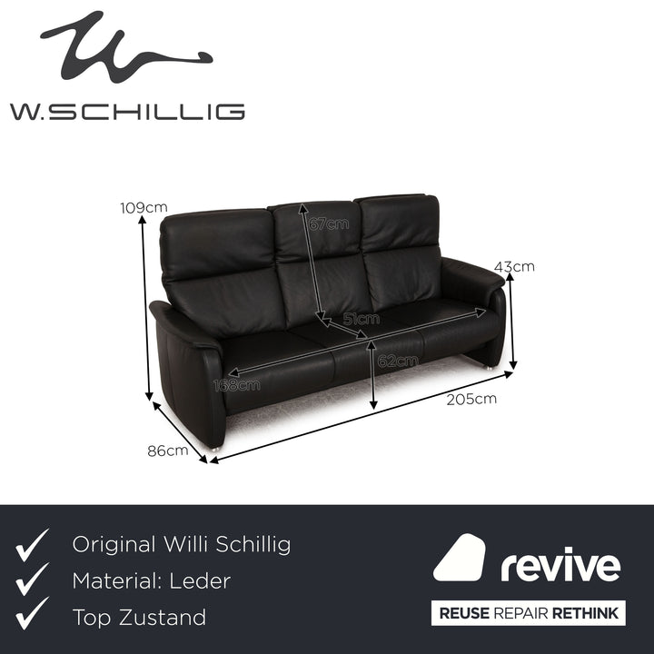 Willi Schillig Ergoline Dreisitzer Longlife Leder Sofa Anthrazit Couch