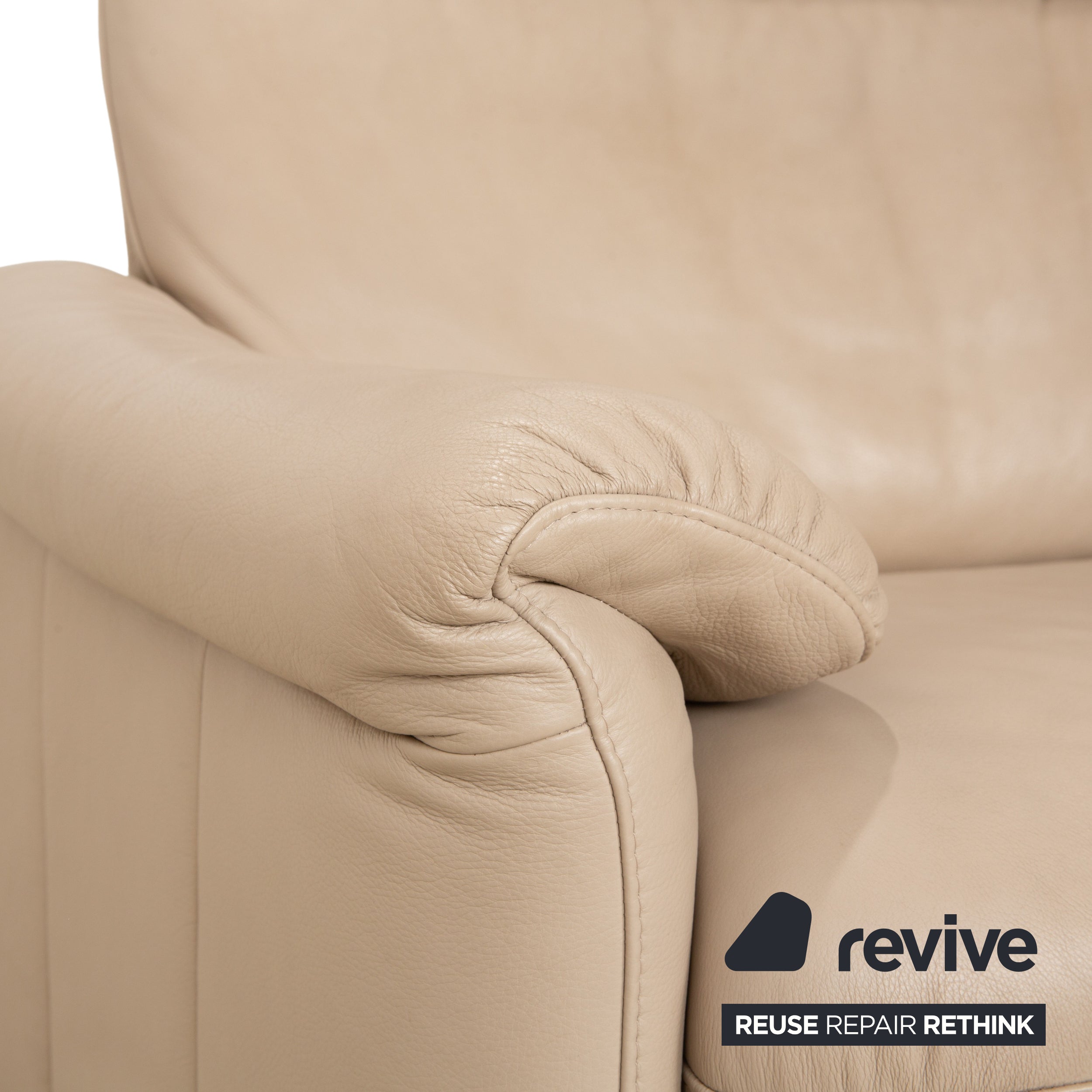 Willi Schillig Ergoline Leder 1x Dreisitzer 1x Zweisitzer 1x Sessel 1x Hocker Creme Beige Sofa Couch