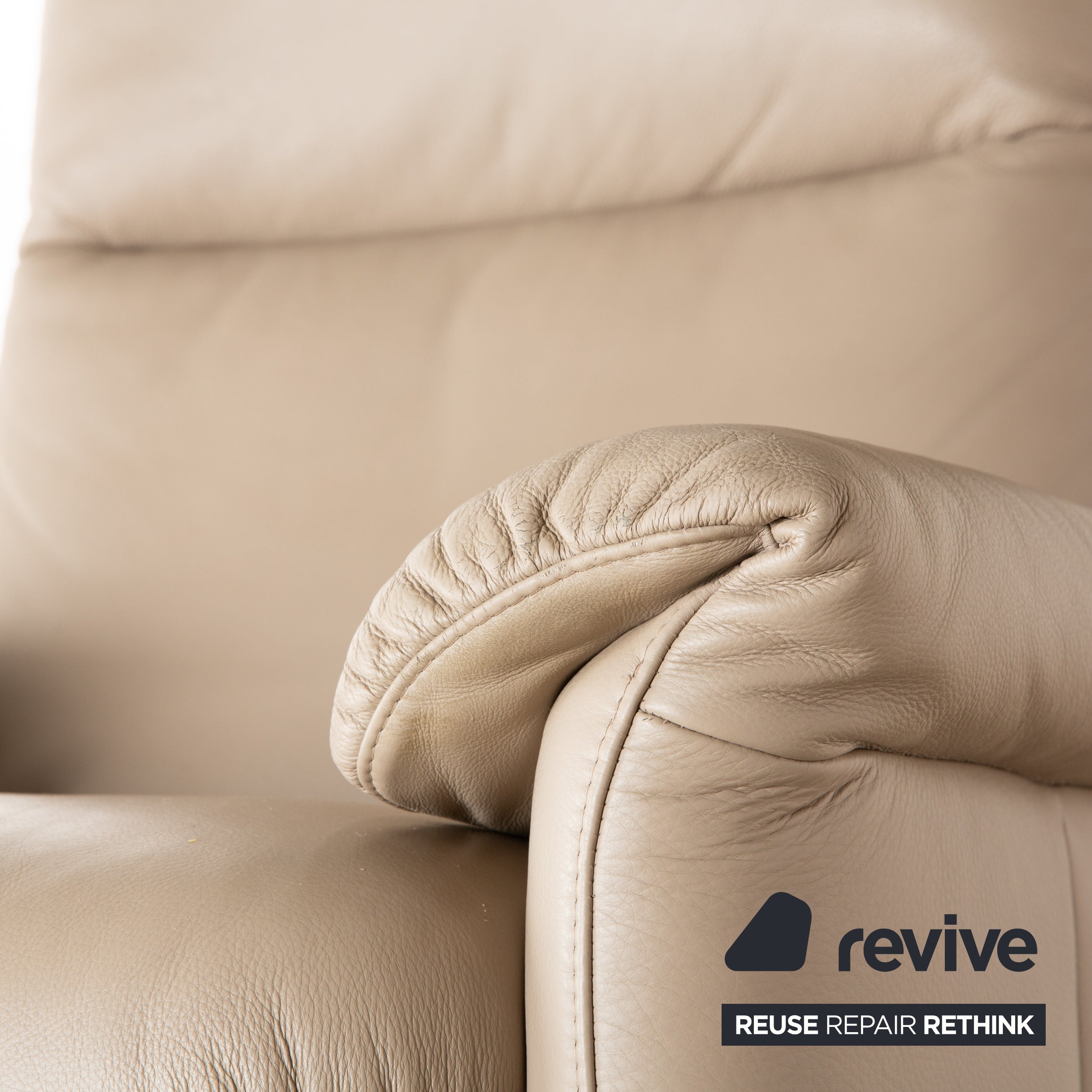 Willi Schillig Ergoline Leder 1x Dreisitzer 1x Zweisitzer 1x Sessel 1x Hocker Creme Beige Sofa Couch