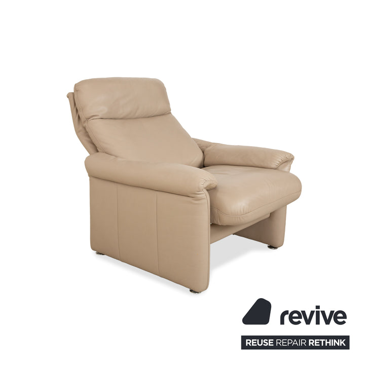 Willi Schillig Ergoline Cuir 1x Trois places 1x Deux places 1x Fauteuil 1x Tabouret Crème Beige Canapé Canapé
