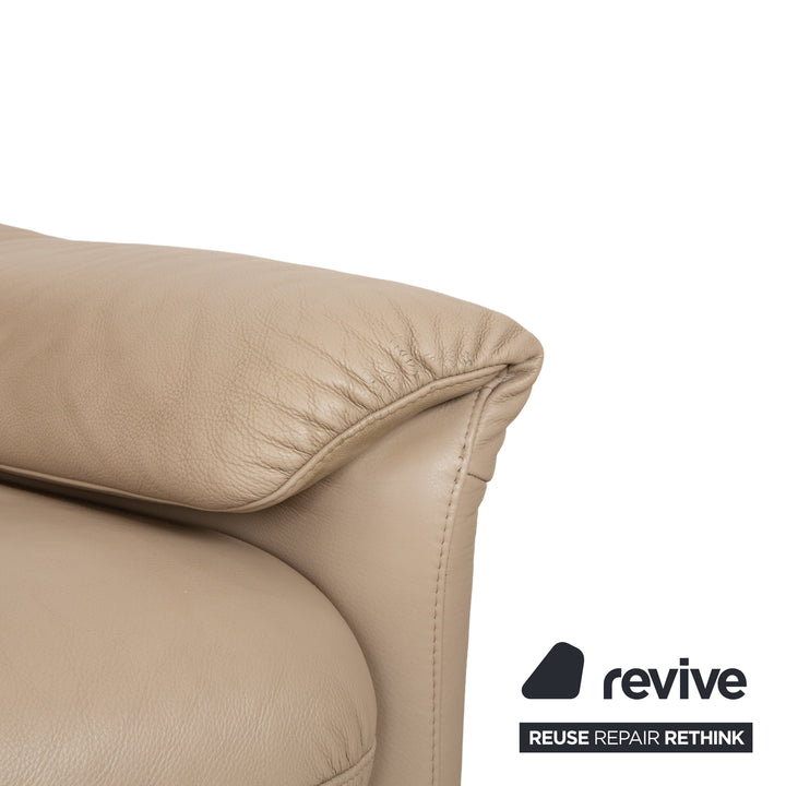 Willi Schillig Ergoline Cuir 1x Trois places 1x Deux places 1x Fauteuil 1x Tabouret Crème Beige Canapé Canapé
