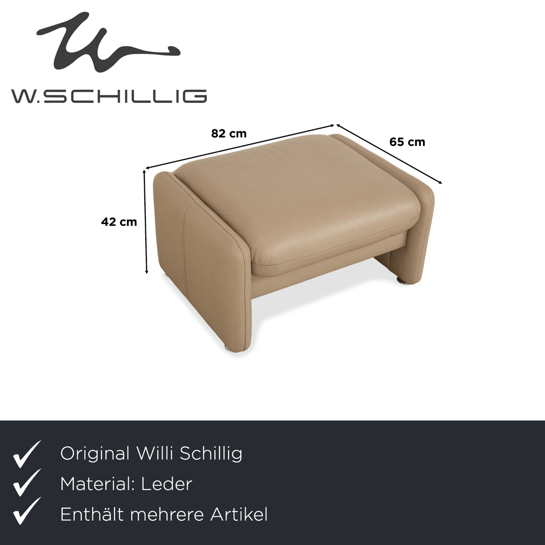 Willi Schillig Ergoline Cuir 1x Trois places 1x Deux places 1x Fauteuil 1x Tabouret Crème Beige Canapé Canapé