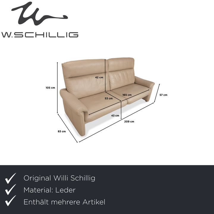 Willi Schillig Ergoline Cuir 1x Trois places 1x Deux places 1x Fauteuil 1x Tabouret Crème Beige Canapé Canapé