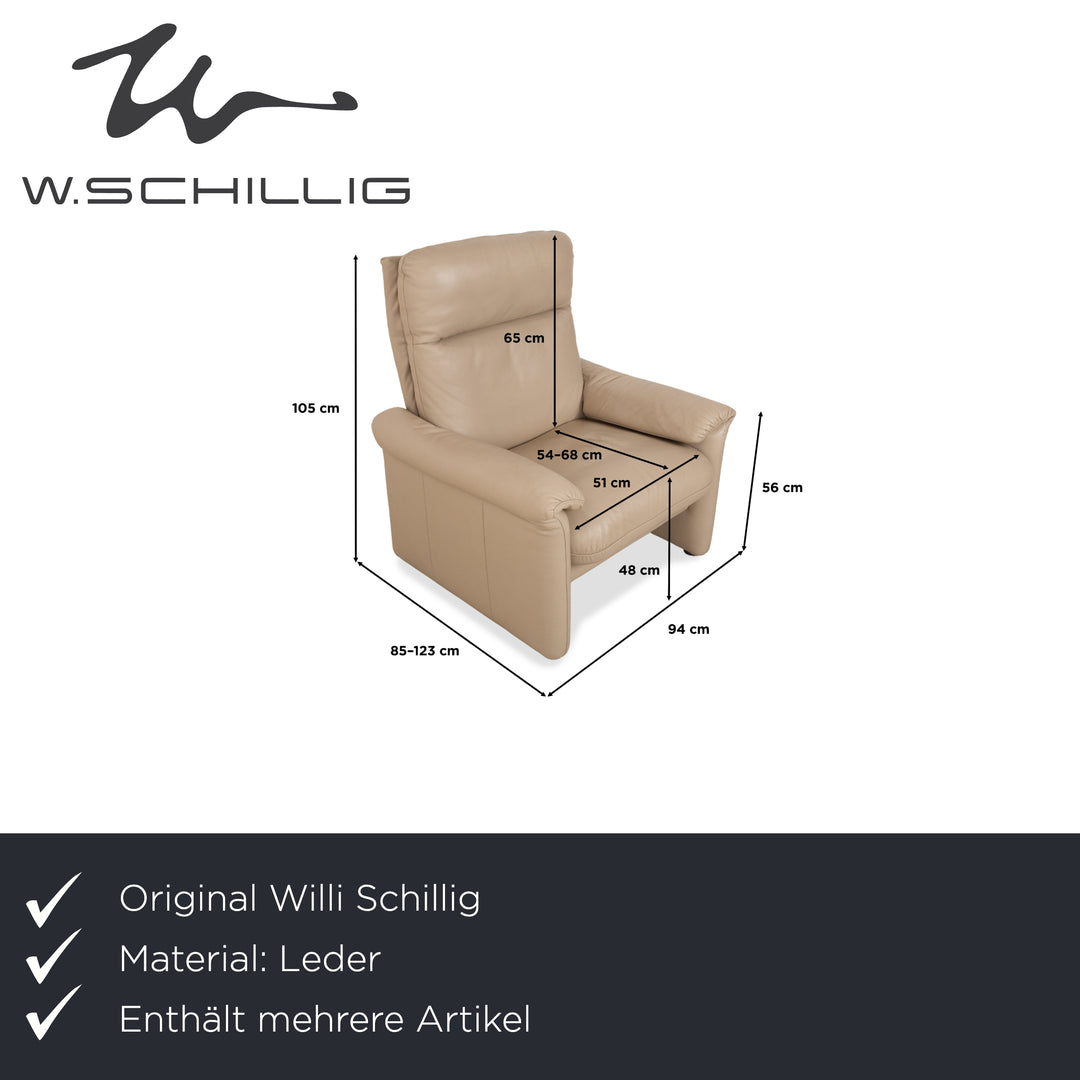 Willi Schillig Ergoline Cuir 1x Trois places 1x Deux places 1x Fauteuil 1x Tabouret Crème Beige Canapé Canapé