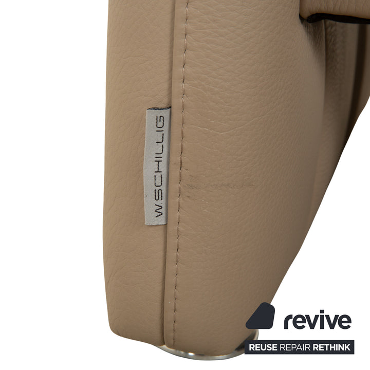 Willi Schillig Ergoline Cuir 1x Trois places 1x Deux places 1x Fauteuil 1x Tabouret Crème Beige Canapé Canapé