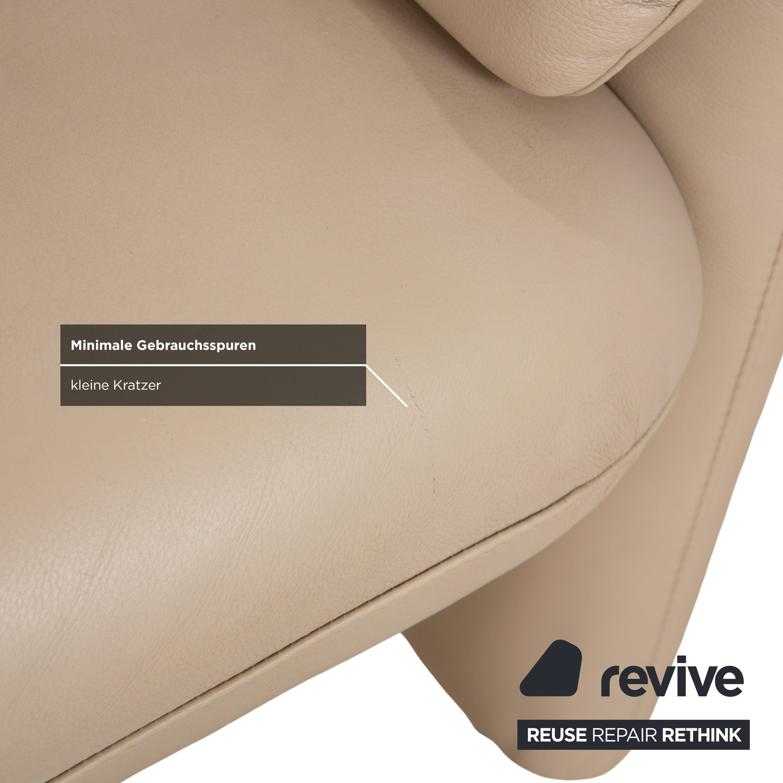 Willi Schillig Ergoline Leder Dreisitzer Creme Beige Sofa Couch